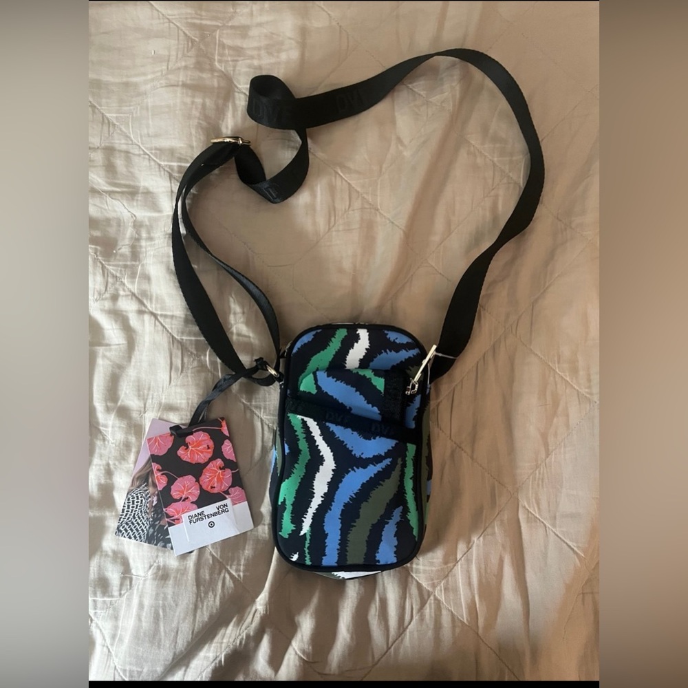 Diane Von Furstenberg Blue and Green Patterned Crossbody Bag